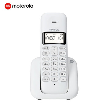 MOTOROLA  T301C数字无绳无线座机 电话机 大屏幕白色背光 5级音量可调三方通话来电去电存储 一键拨号白色