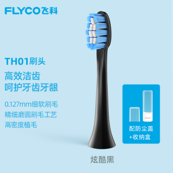 飞科（FLYCO）电动牙刷软毛刷头TH01适用于FT7105、FT7106、TF7205 炫酷黑