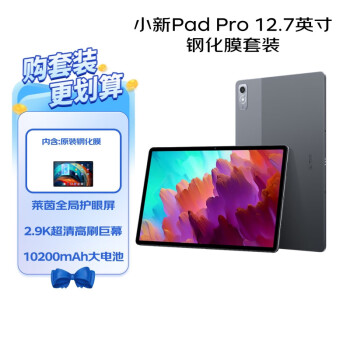 联想（Lenovo）小新Pad Pro 12.7英寸2024款平板电脑 骁龙870 影音娱乐办公学习 8+128G灰WIFI【钢化膜套装】