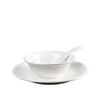 谦星 陶瓷米饭碗饭店家用汤碗面碗 7浅盘＋4.5英寸翅碗＋勺 6套装
