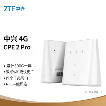 中兴4G CPE 2PRO 4G无线插卡路由器 全网通 千兆网口 一碰连网 移动随身WiFi【双网切换累计300G一年】