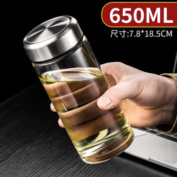 致仕（ZISIZ）玻璃水杯单层茶杯耐热办公杯子/本色玻璃杯650ML（无茶隔）*3