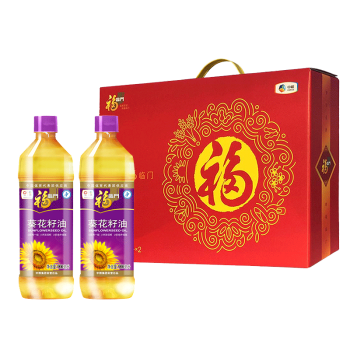 中粮福临门食用油 玉米油 花生油 中粮出品 葵花籽黄金礼盒 900ml*2