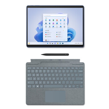微软Surface Pro 9 宝石蓝+冰晶蓝带触控笔键盘盖i7 16G+256G 二合一平板电脑13英寸120Hz触控屏轻薄本