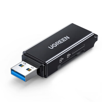 绿联（UGREEN）USB3.0高速读卡器 多功能SD/TF二合一读卡器 支持单反相机 黑色 CM104 40752