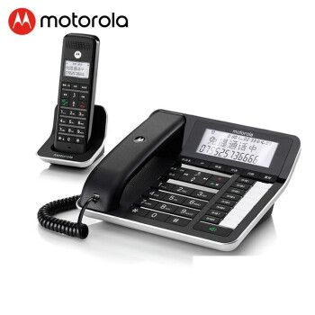 MOTOROLA摩托罗拉 数字无绳录音电话机 子母机一拖一 办公家用 通话录音可扩展子机C7001C（黑色）