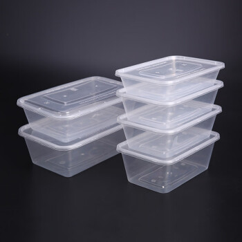 小月丫一次性餐盒打包盒 长方形1000ml*300套装 外卖透明塑料带盖饭盒