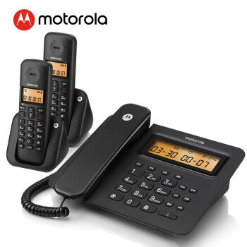 摩托罗拉（Motorola）C2601C数字无绳电话机 子母机 无线座机 家用办公无绳固定电话座机 一拖二（黑色）