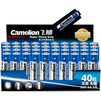 飞狮（Camelion）碳性电池 干电池 R6P/AA/5号 电池 40节 低耗玩具/遥控器/收音机/闹钟/手电筒