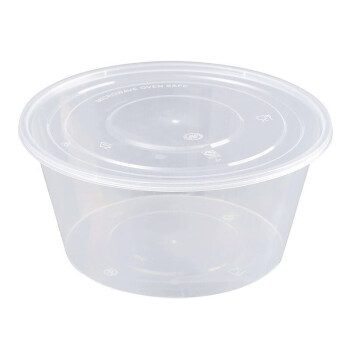 楚戎 一次性饭盒餐盒圆形500ml*450套带盖 透明塑料外卖打包盒野餐盒汤碗水果保鲜盒用品