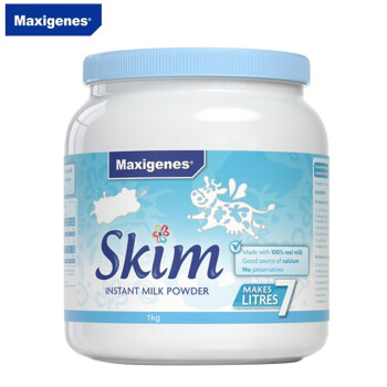 美可卓 Maxigenes蓝胖子脱脂牛奶粉1kg澳洲进口成人奶粉低脂高钙