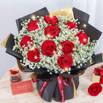 爱花居鲜花速递红玫瑰花束表白生日礼物送女生全国同城配送|BB41