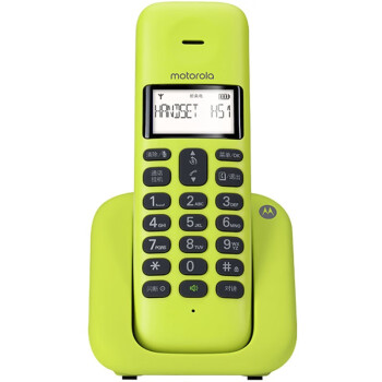 MOTOROLA T301C数字无绳无线座机 电话机大屏幕白色背光 5级音量可调三方通话来电去电存储 一键拨号青柠色