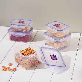 乐扣乐扣（LOCK&LOCK）塑料保鲜盒 密封便当盒餐盒 厨房收纳盒冰箱冷冻储物盒5件套