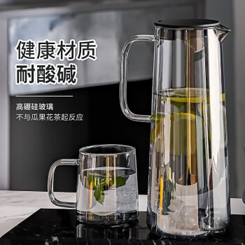 JEKO&JEKO凉水壶冷水壶玻璃水壶耐高温大容量家用茶壶晾水壶  5件套礼盒装