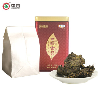 中茶 中粮集团茶叶 安化黑茶 手筑茯砖茶 甘醇金茯 80g罐装