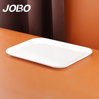 巨博(JOBO) 商用密胺托盘长方形18英寸 茶盘方盘早餐盘白色40个装
