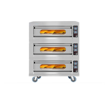苏勒 电烤箱商用一层两层大容量大型蛋糕披萨红薯燃气烘焙烤箱烤炉 燃气仪表款三层三盘