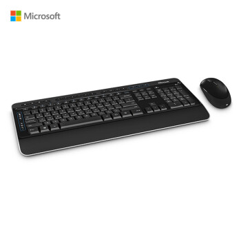 微软（Microsoft）无线蓝影桌面套装3050无线带USB收发器 加密键盘+蓝影对称鼠标 软垫掌托自定义快捷键 黑色