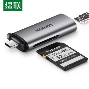 绿联（UGREEN）USB-C3.0高速读卡器 多功能二合一OTG读卡器  双卡双读 CM184 50704