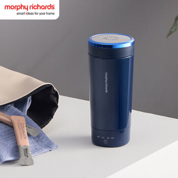 摩飞电器（Morphyrichards）便携烧水杯 家用旅行迷你电热水杯烧水壶电热水壶 办公室养生保温杯 MR6060 轻奢蓝