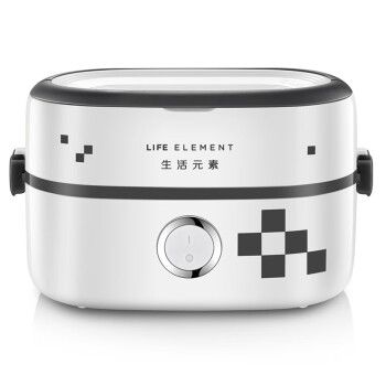生活元素 LIFE ELEMENT 插电式电热饭盒 便携式加热饭盒 陶瓷内胆便当盒 1L单层双内胆 DFH-F100