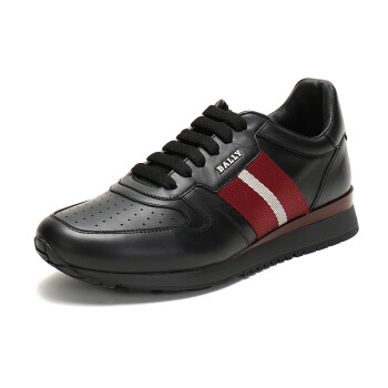 Bally巴利 男士黑色红白条纹皮质系带休闲鞋运动鞋 ASTEL FO 510 6231537 9码 1号会员店