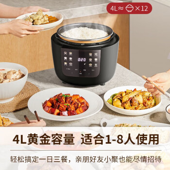 松下（Panasonic）4L电压力锅 焗鲜锅 开盖火锅料理 智能高压锅电饭锅 24h人性化预约 黑色NF-PC401-K