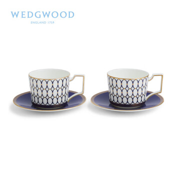 WEDGWOOD威基伍德 金粉年华 午夜蓝2杯2碟 双人骨瓷欧式下午茶咖啡具