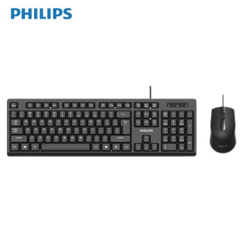 飞利浦 键盘鼠标套装 有线键鼠 办公键盘有线鼠标 防泼洒 一年质保 SPT6234