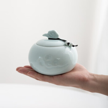 致年华（zhinianhua） 茶叶罐 陶瓷茶叶罐 中号绿茶青瓷祥云茶礼储物罐 2个起购 DO