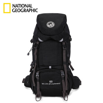 国家地理National Geographic登山包背包户外旅行包防泼水双肩包轻便徒步背包60L 黑色
