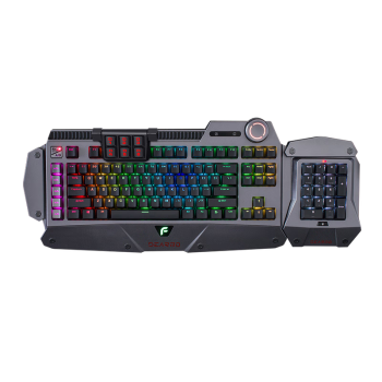 迪摩（DEARMO）F4机械键盘有线键盘游戏键盘RGB背光键盘PBT键帽可分离模块化键盘 深空灰 樱桃红轴