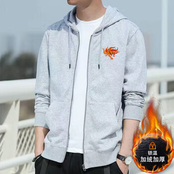 国潮品牌男装冬天潮流上衣服男秋冬季男士新款卫衣加绒休闲拉链连帽衫