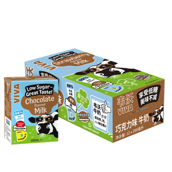 爱尔兰 进口牛奶 韦沃（ VIVA）0蔗糖巧克力口味牛奶200ML*12盒