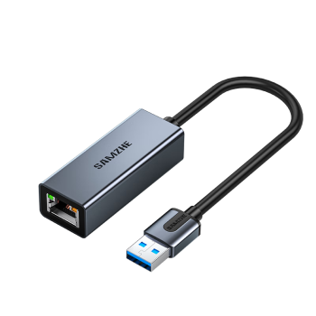 山泽USB3.0网卡千兆转网口网线转接头 适用苹果Mac华为小米笔记本电脑转RJ45网线接口转换器外置HWK02