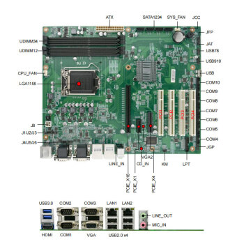 控端(adipcom）KD-B75A工控机大母板酷睿3代1155针ATX工业电脑服务器主板支持XP系统
