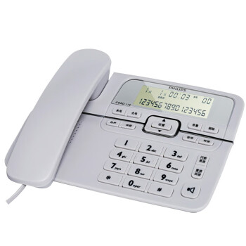 飞利浦 电话机座机 固定电话 办公家用 来电显示 双接口 免电池 CORD118灰色