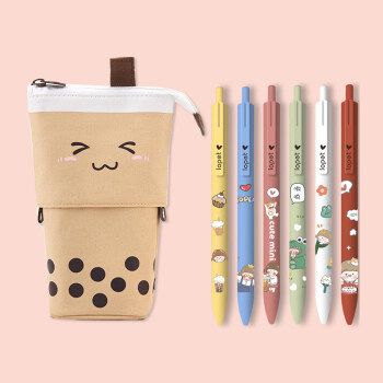 笔袋少女心文具袋大容量初中生简约韩国网红铅笔袋咖啡奶茶6支奶茶