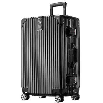 梵地亚行李箱男铝框26英寸拉杆箱大容量飞机旅行箱密码箱包女皮箱子黑
