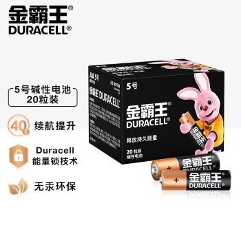 金霸王(Duracell)5号电池20粒装碱性干电池五号 适用鼠标键盘相机血压计电子秤遥控器儿童玩具
