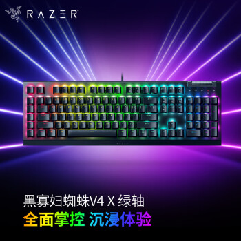 雷蛇 Razer 黑寡妇蜘蛛V4 X   游戏机械键盘 RGB背光 电竞游戏 绿轴