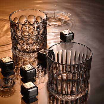 致仕（ZISIZ）威士忌酒杯家用复古水晶玻璃洋酒杯创意ins风八角啤酒杯酒吧套装卡伦雕花款6只装+钻石杯架