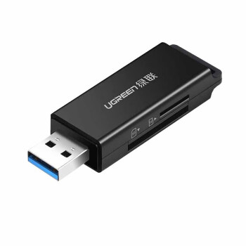 绿联 40750 二合一读卡器 USB3.0高速读取 支持TF/SD 内存卡手机存储卡 双卡单读 黑色 CM104