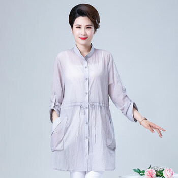 中老年女款加肥加大防晒衣200斤胖妈妈装大码夏装中长款防晒服女装