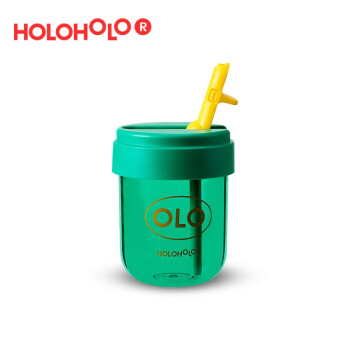 holoholo便携吸管杯 高颜值透明水杯男女成人儿童随行杯Tritan材质杯子咖啡杯礼物礼品 青草绿300ML