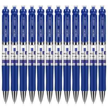 得力按动签字笔S01 蓝色笔芯0.5mm 整盒12支 办公中性笔 子弹头笔尖 医生处方笔