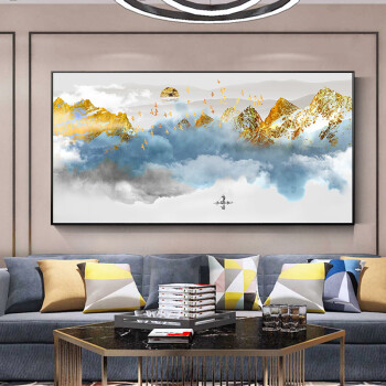 横幅客厅沙发背景墙装饰画中式艺术画招财风水靠山图中堂壁画大厅墙画