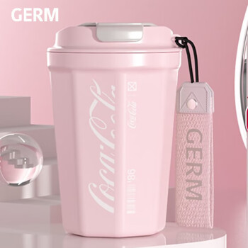 格沵（germ）咖啡杯 可口可乐联名 便携美式随行杯 车载保温杯 390ML 樱花粉