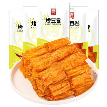 源氏 办公室休闲食品老式大辣片 烤豆卷65g*4袋